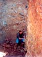 Gravel being sampled at depth, within the prospecting pit, 1997.